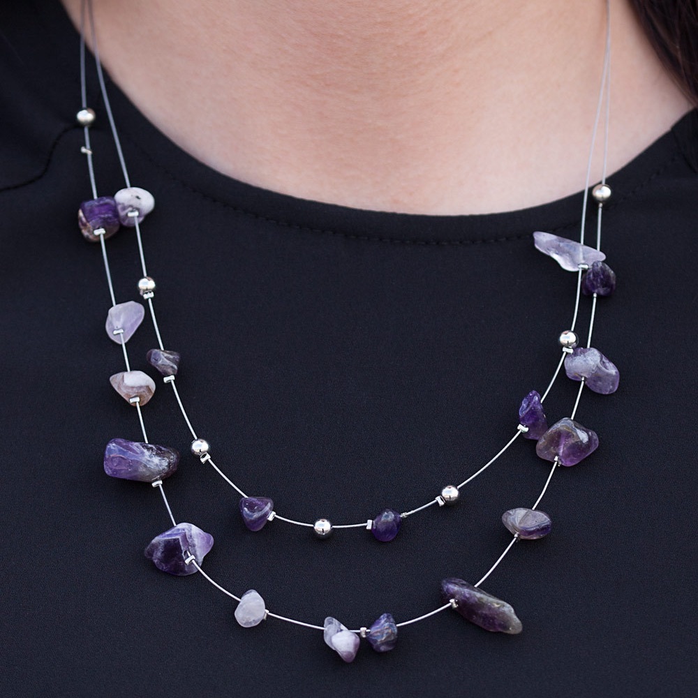 Pretty Purple Pebbles Necklace & Earrings Set - Picture 3 of 5